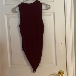 maroon body suit